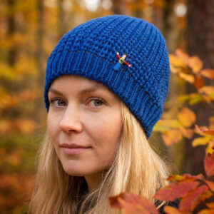 Grobstrick Mütze Peacy, Royal Blau 100% Merino von Meinfrollein
