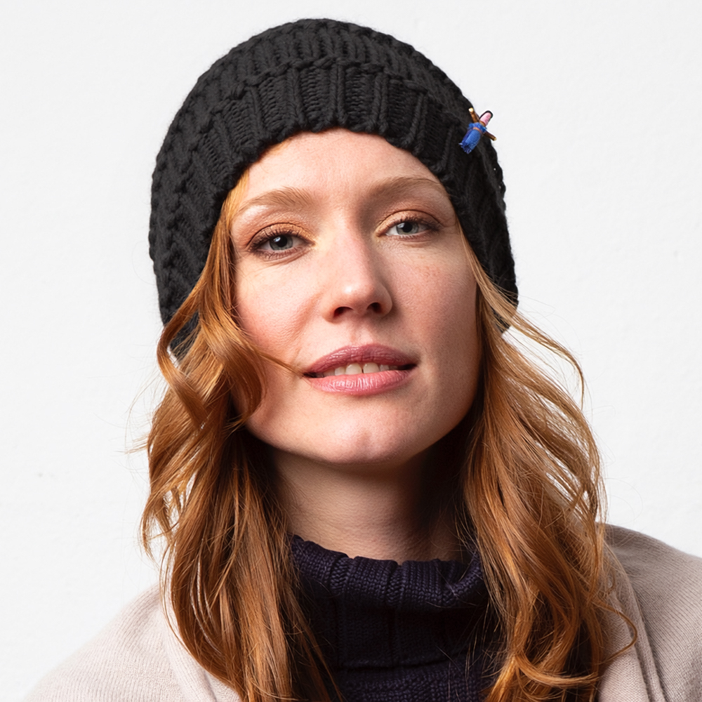 Beanie Biomütze Greta, Biowolle, Schwarz