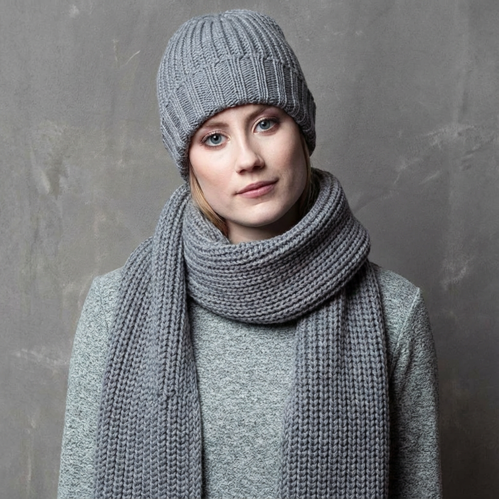 PEACY Merino Mütze für Damen und Herren mit Umschlag von Meinfrollein, Grau -PB18-0071_Grau